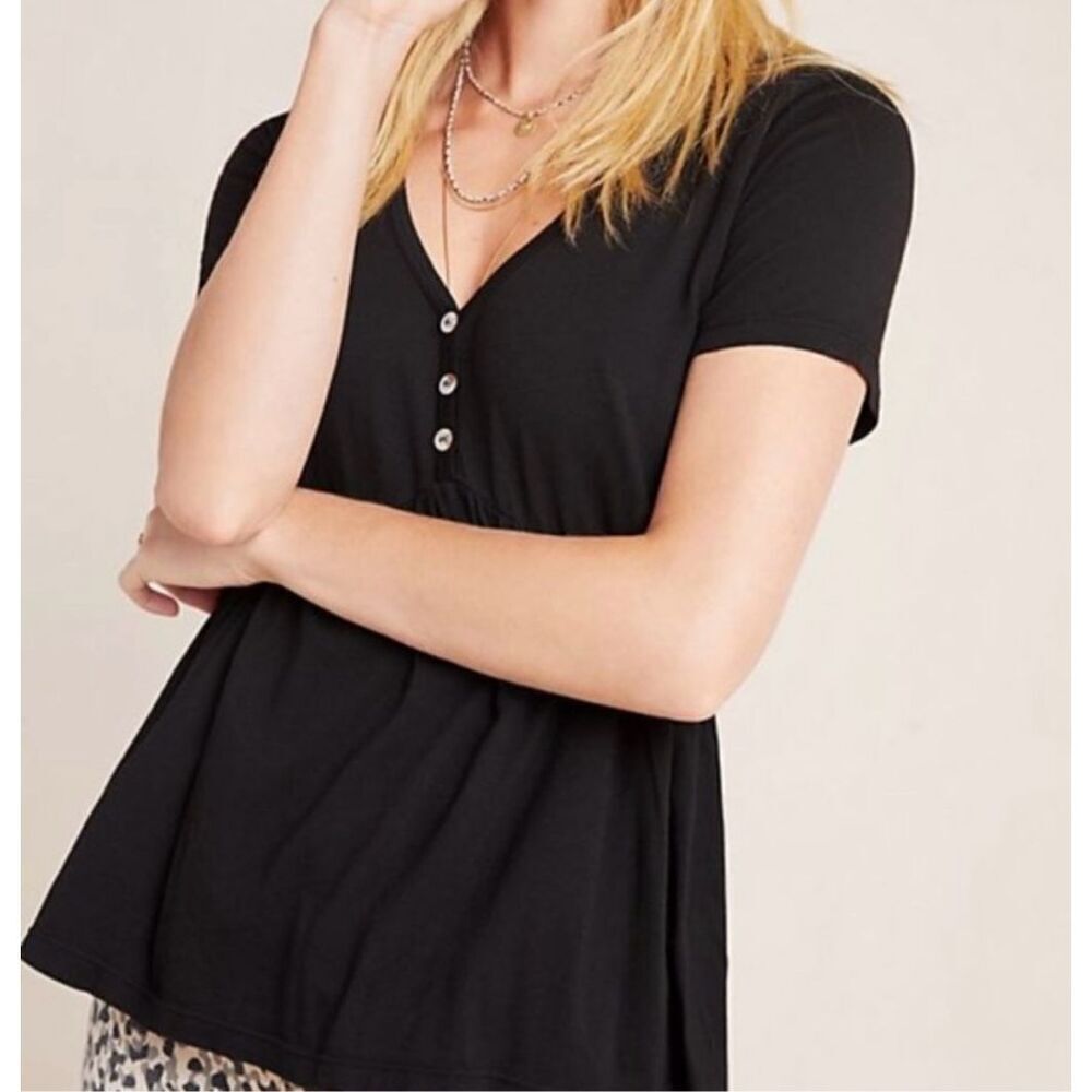 ✨T.la x Anthropologie Wilder Black Peplum Sz Medium Blouse✨